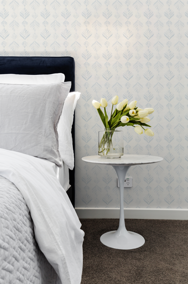 Droplets Luxe in Light Blue Wallpaper from Olive et Oriel where you can shop wallpaper and artworks online