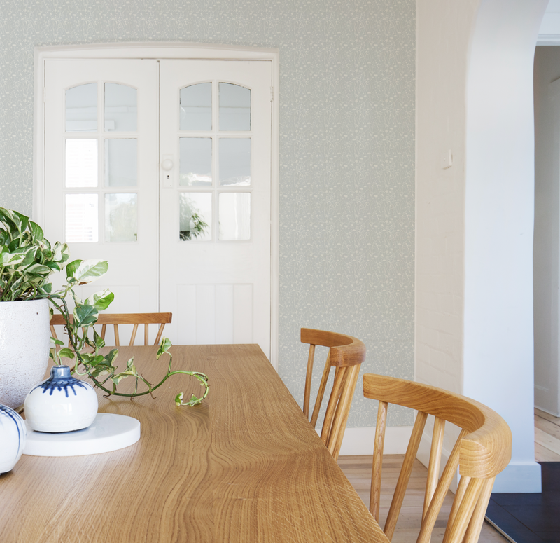 Meadow Floral in Light Blue Wallpaper from Olive et Oriel where you can shop wallpaper and artworks online