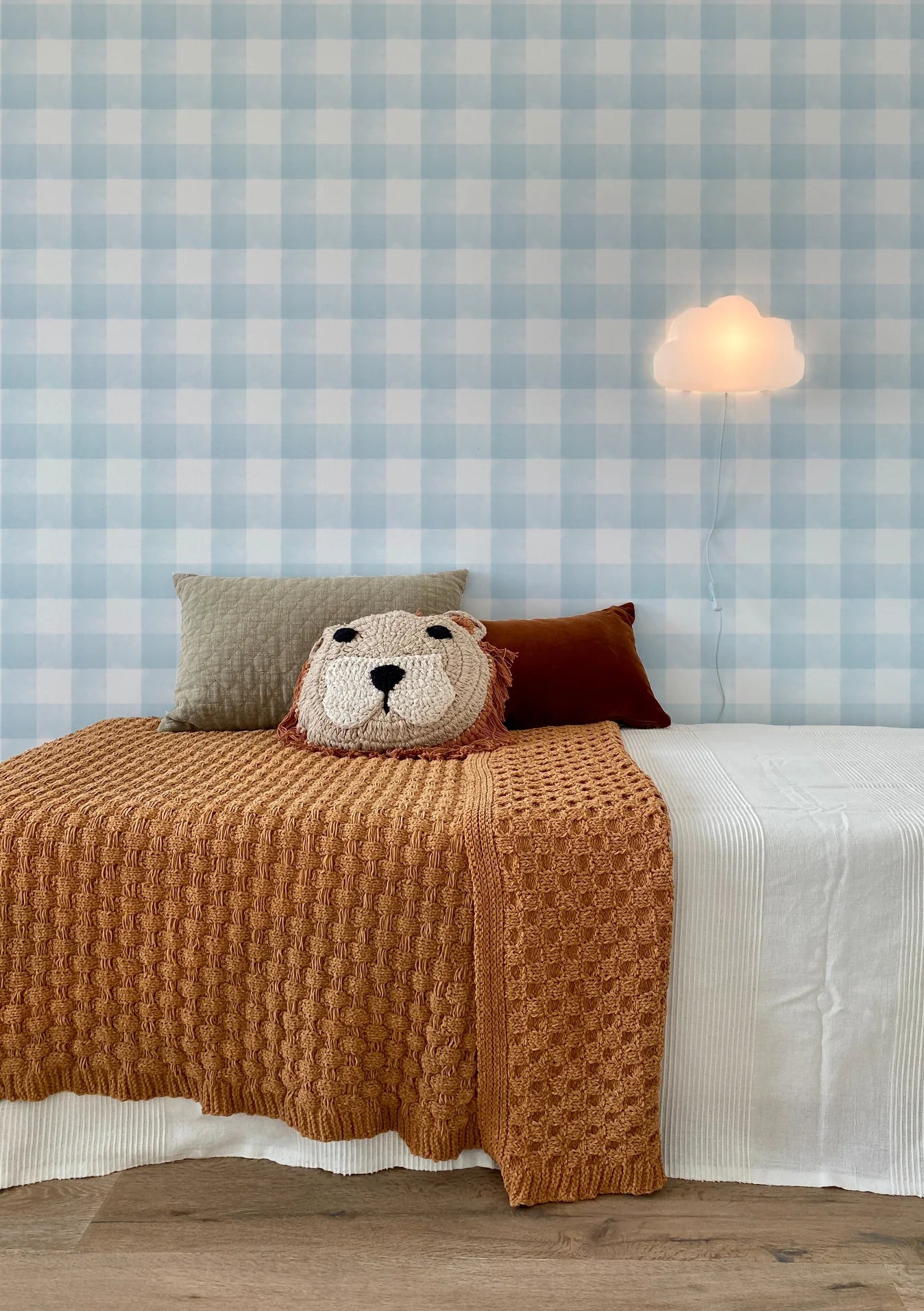 SALE Watercolour Gingham in Light Blue Wallpaper