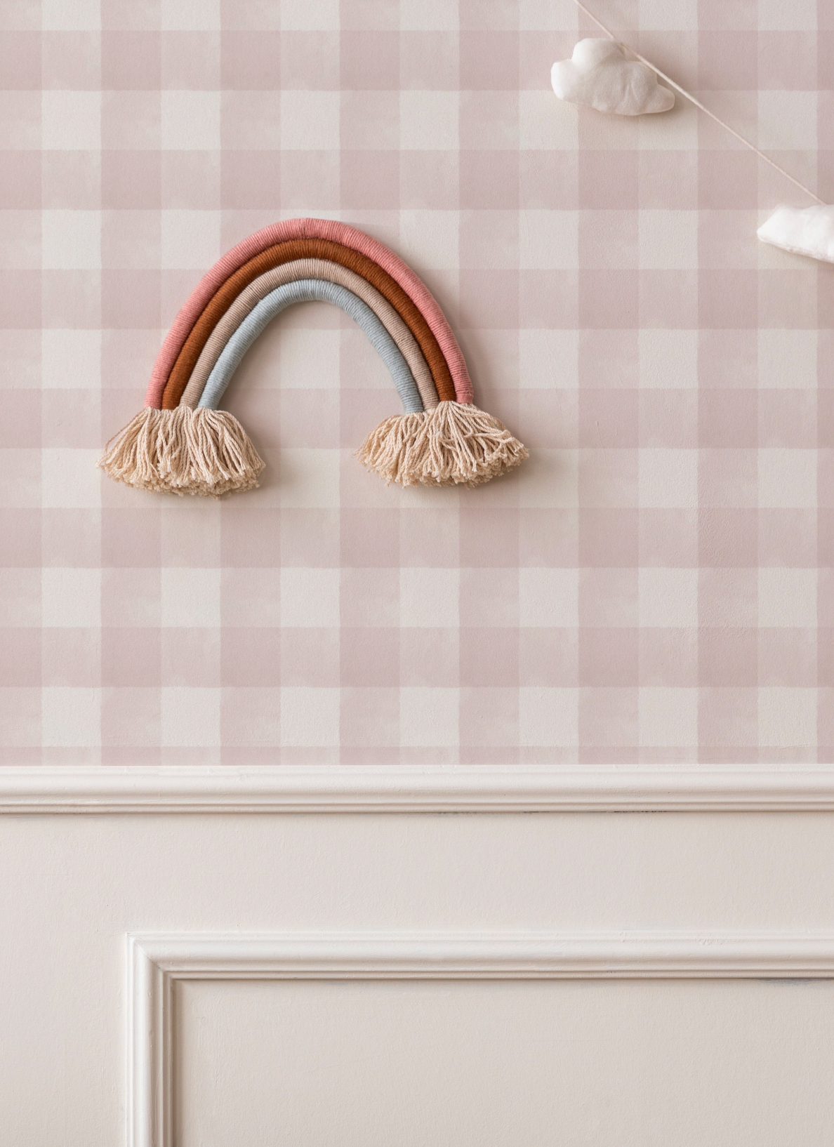 Watercolour Gingham in Rose Pink Wallpaper