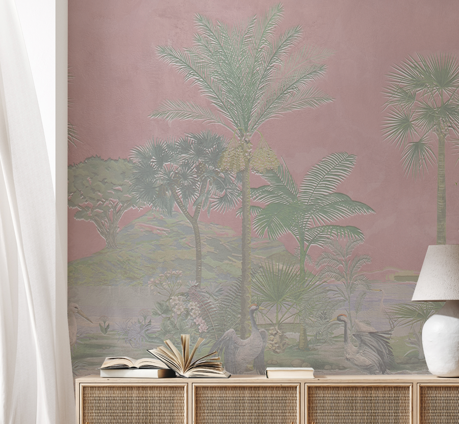 Vintage Chinoiserie Luxe in Pink Skies Wallpaper chinoiserie wallpaper — Olive et Oriel