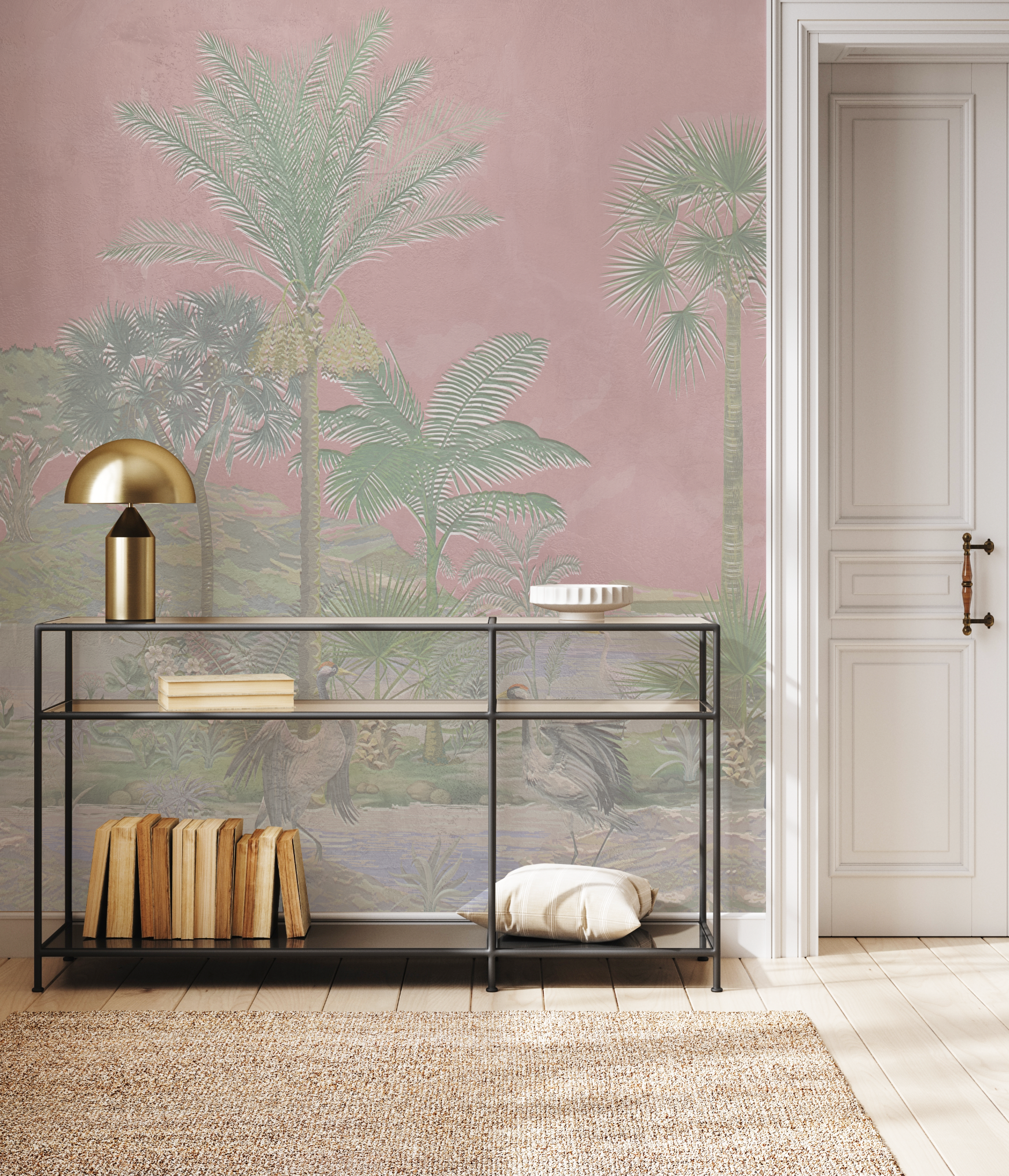 Vintage Chinoiserie Luxe in Pink Skies Wallpaper