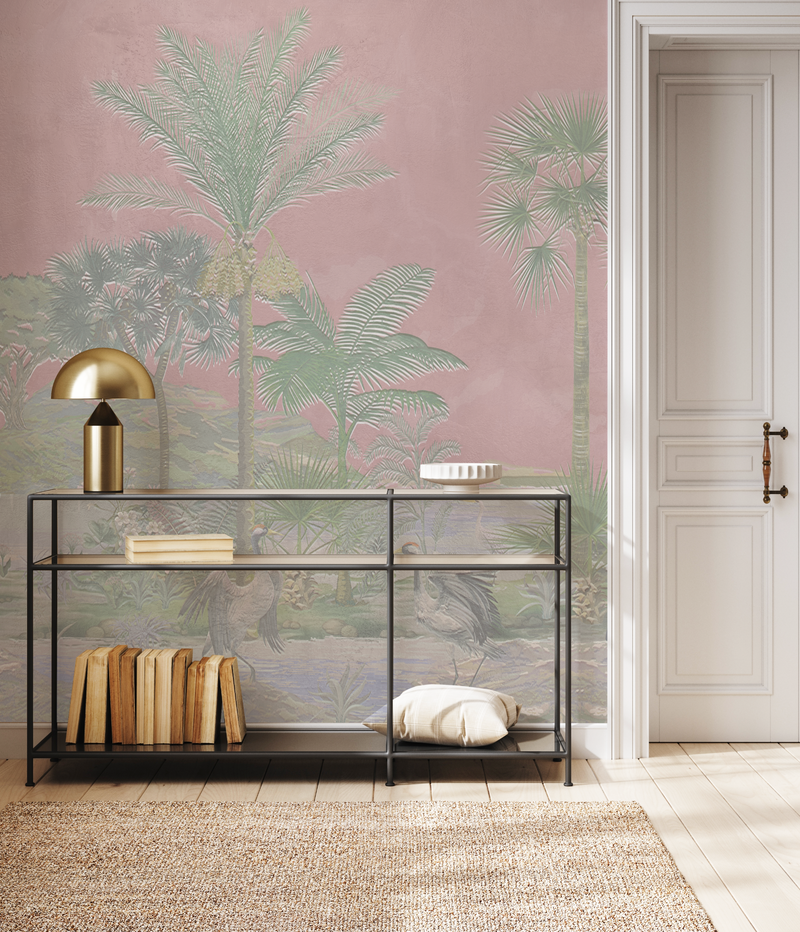 Vintage Chinoiserie Luxe in Pink Skies Wallpaper chinoiserie wallpaper — Olive et Oriel