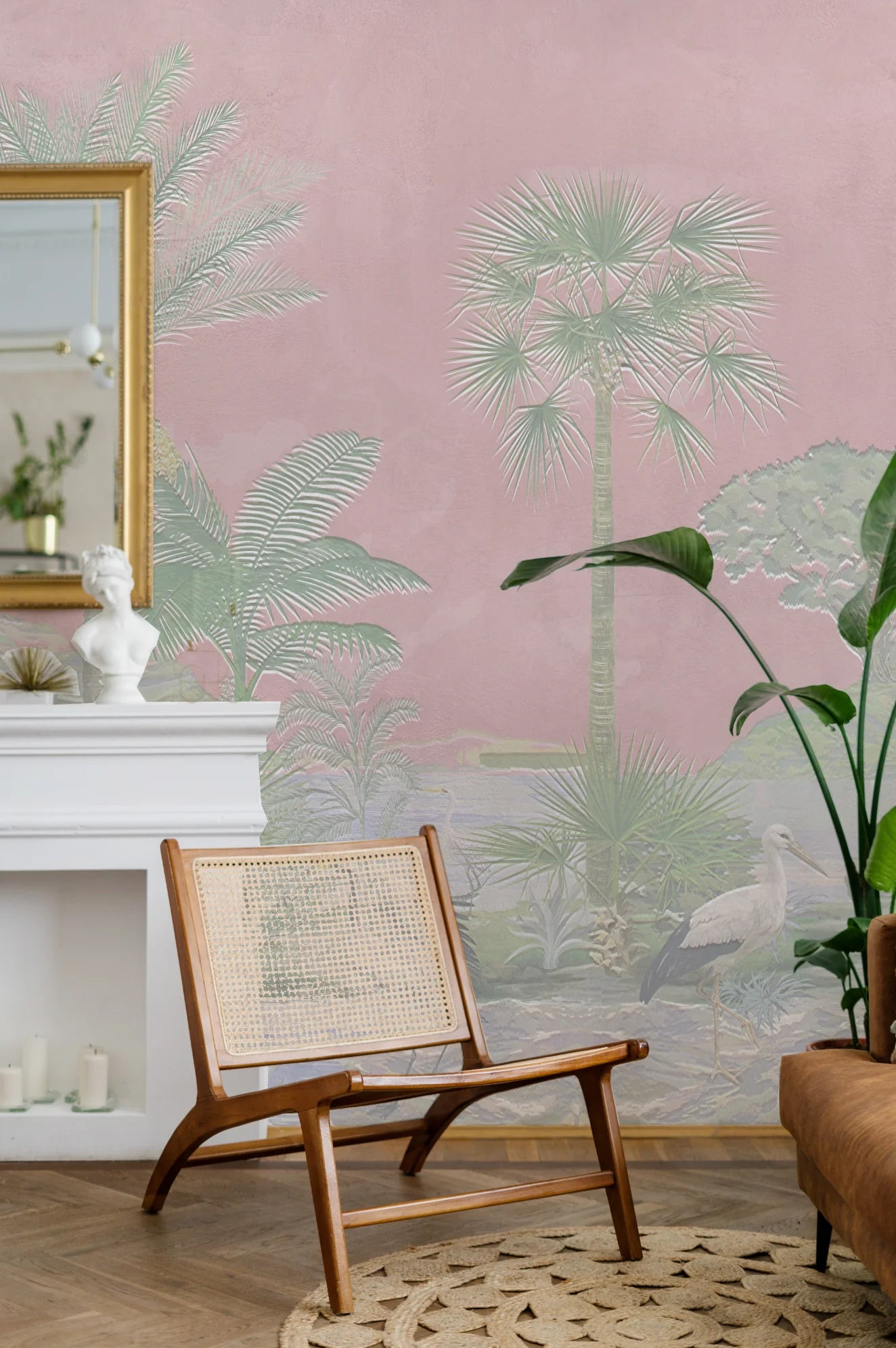 SALE Vintage Chinoiserie Luxe in Pink Skies Wallpaper