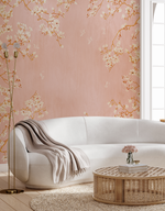 Chinoiserie Birds in Blossom in Peachy Pink Wallpaper
