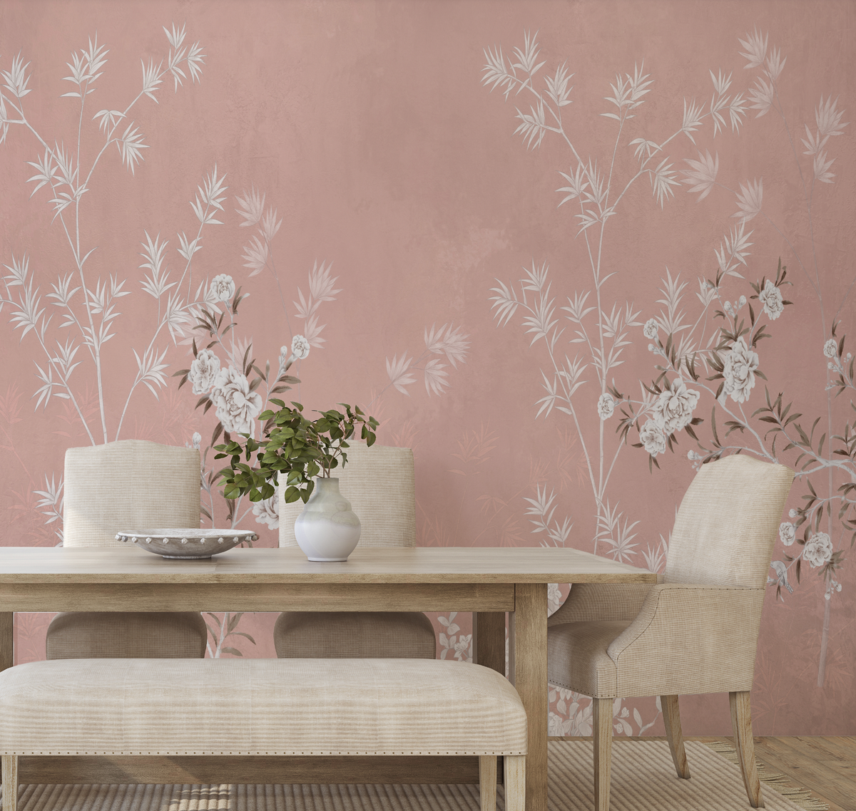 Chinoiserie Bamboo in Dusty Pink Wallpaper chinoiserie wallpaper — Olive et Oriel