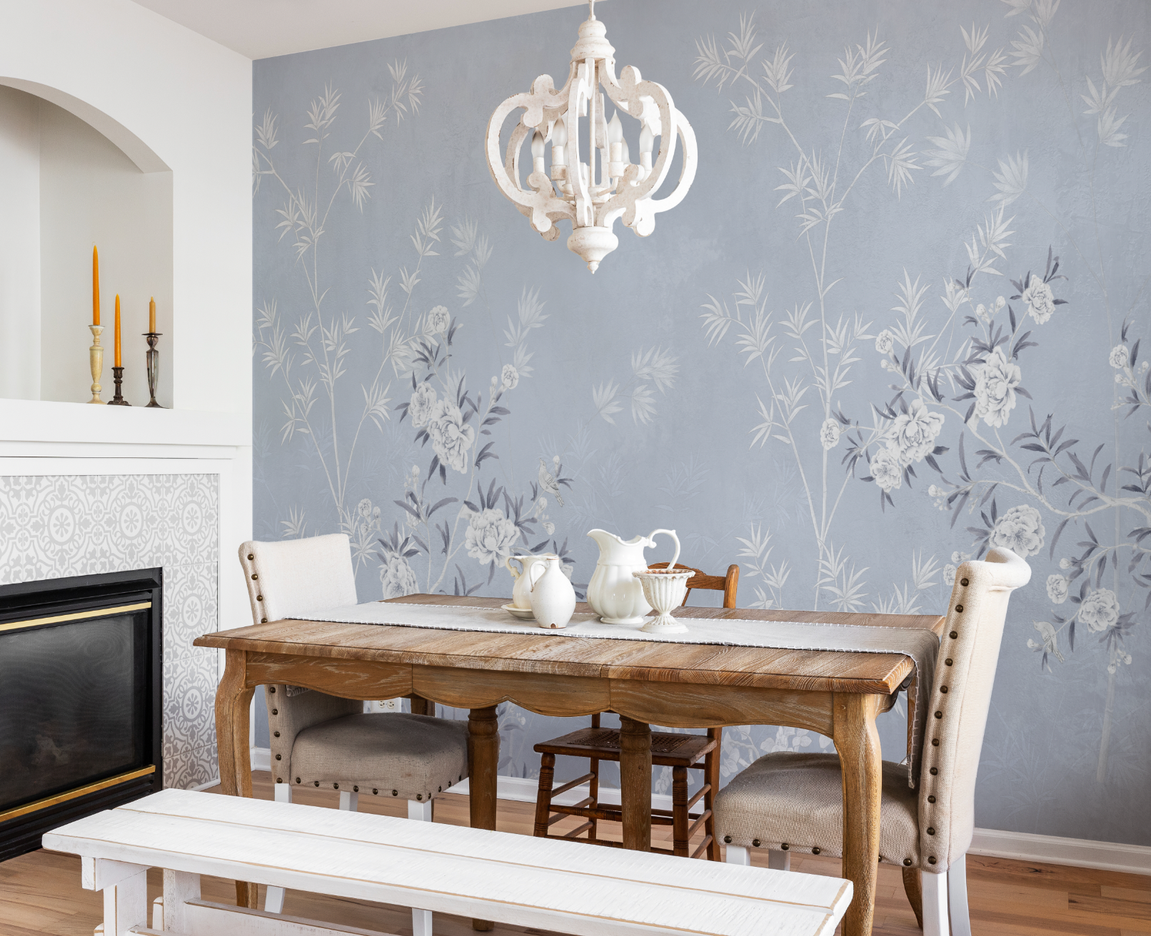 Chinoiserie Bamboo in Blue Wallpaper