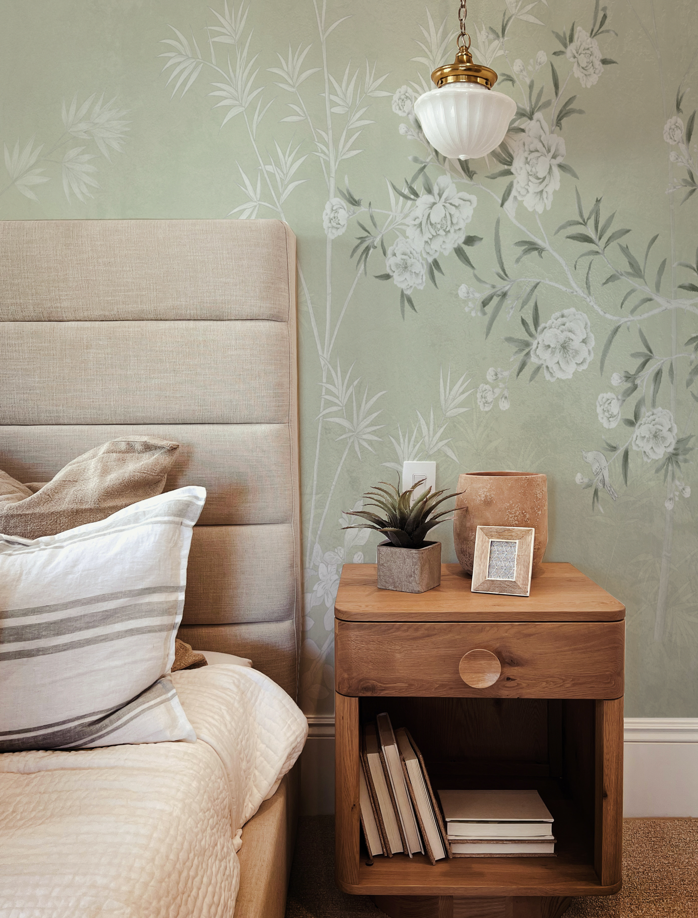 Chinoiserie Bamboo in Sage Green Wallpaper