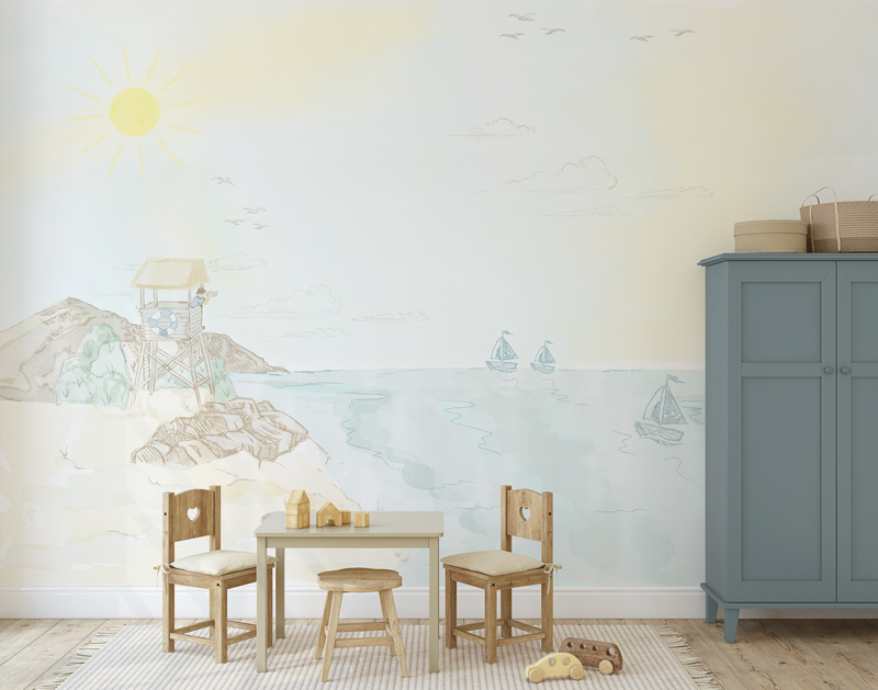 Beach Days Wallpaper Mural from Olive et Oriel where you can shop wallpaper and artworks online