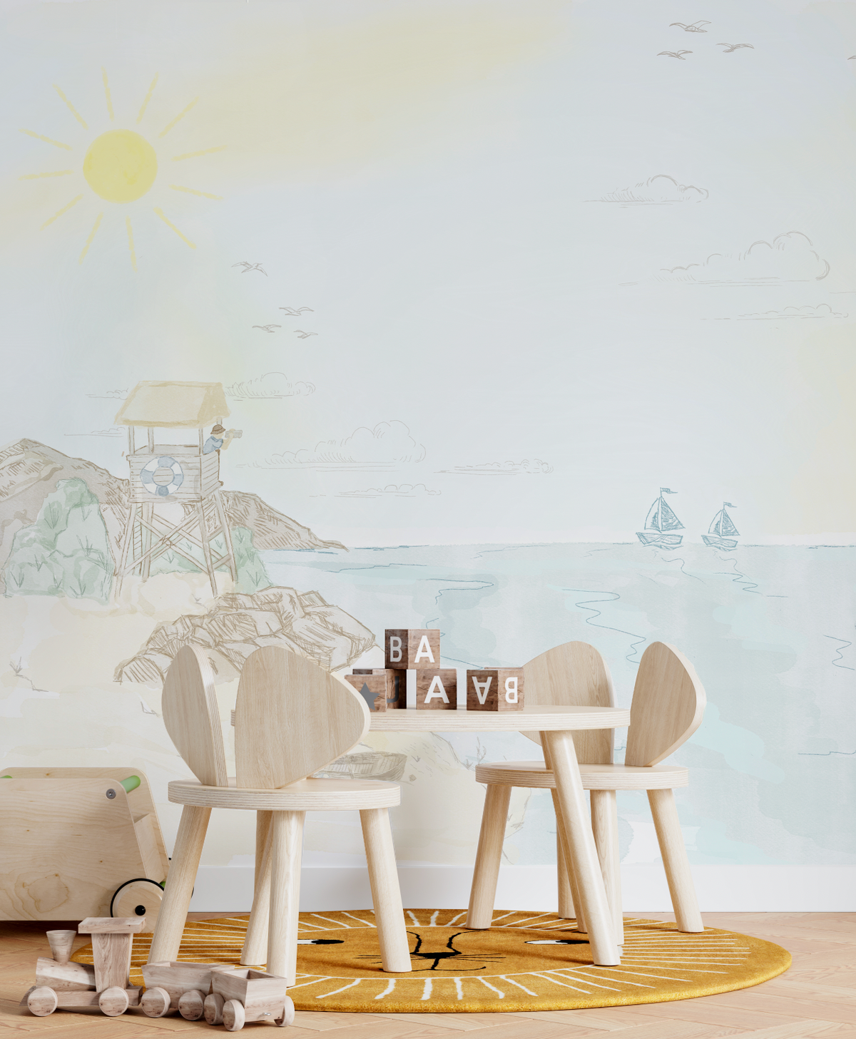 Beach Days Wallpaper Mural from Olive et Oriel where you can shop wallpaper and artworks online