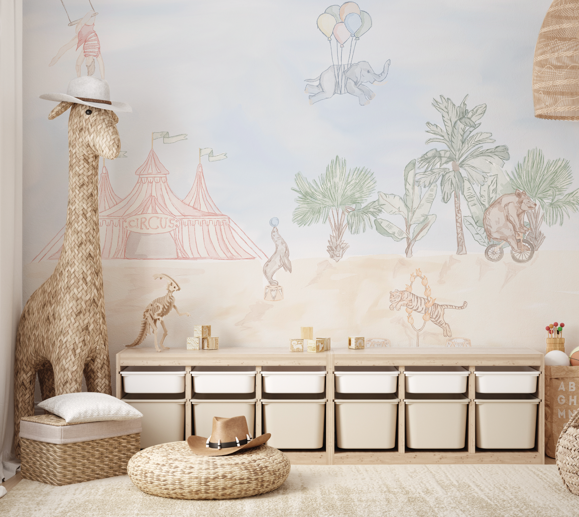 Animal Circus Wallpaper Mural