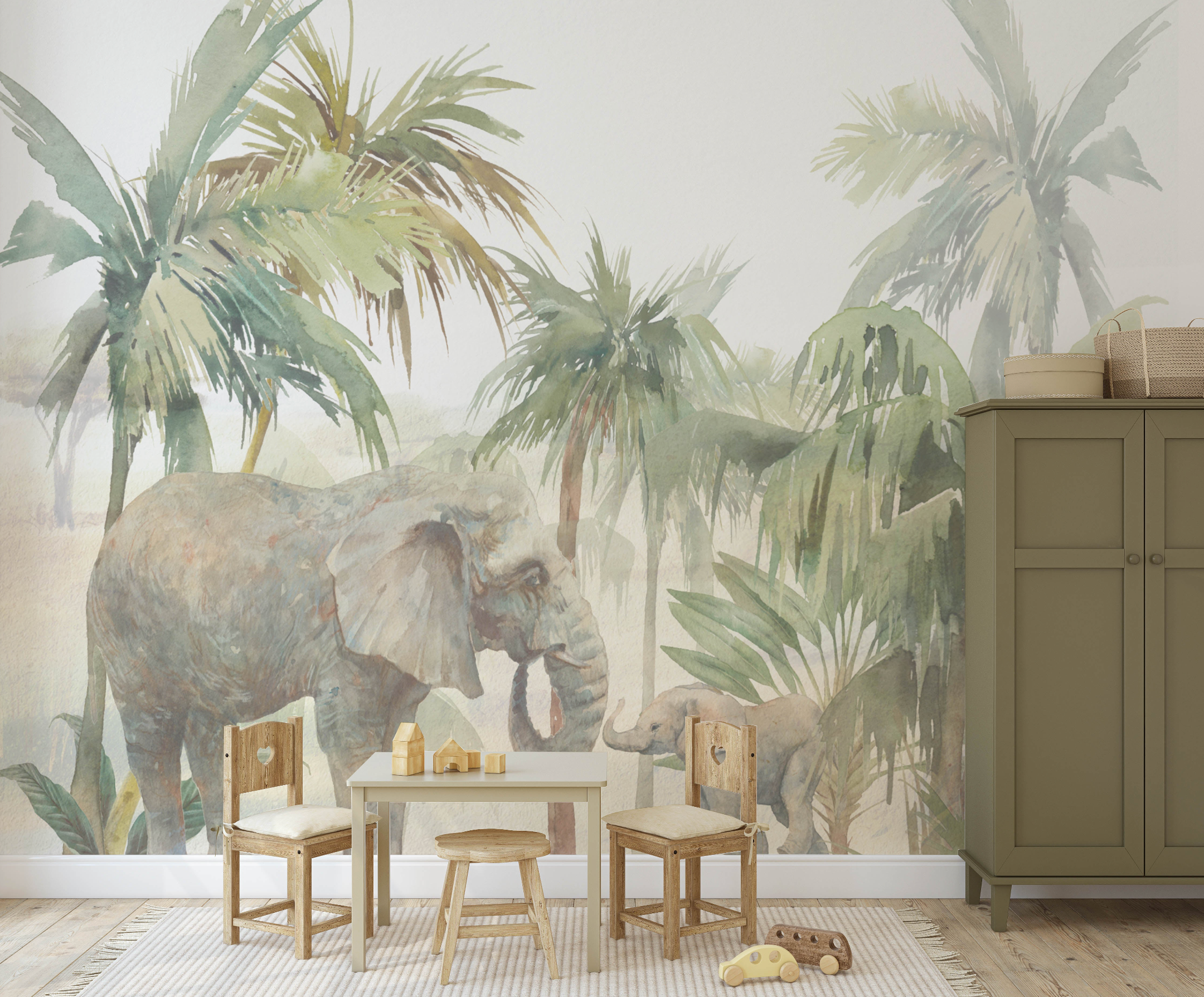 Jungle Elephants Wallpaper Mural