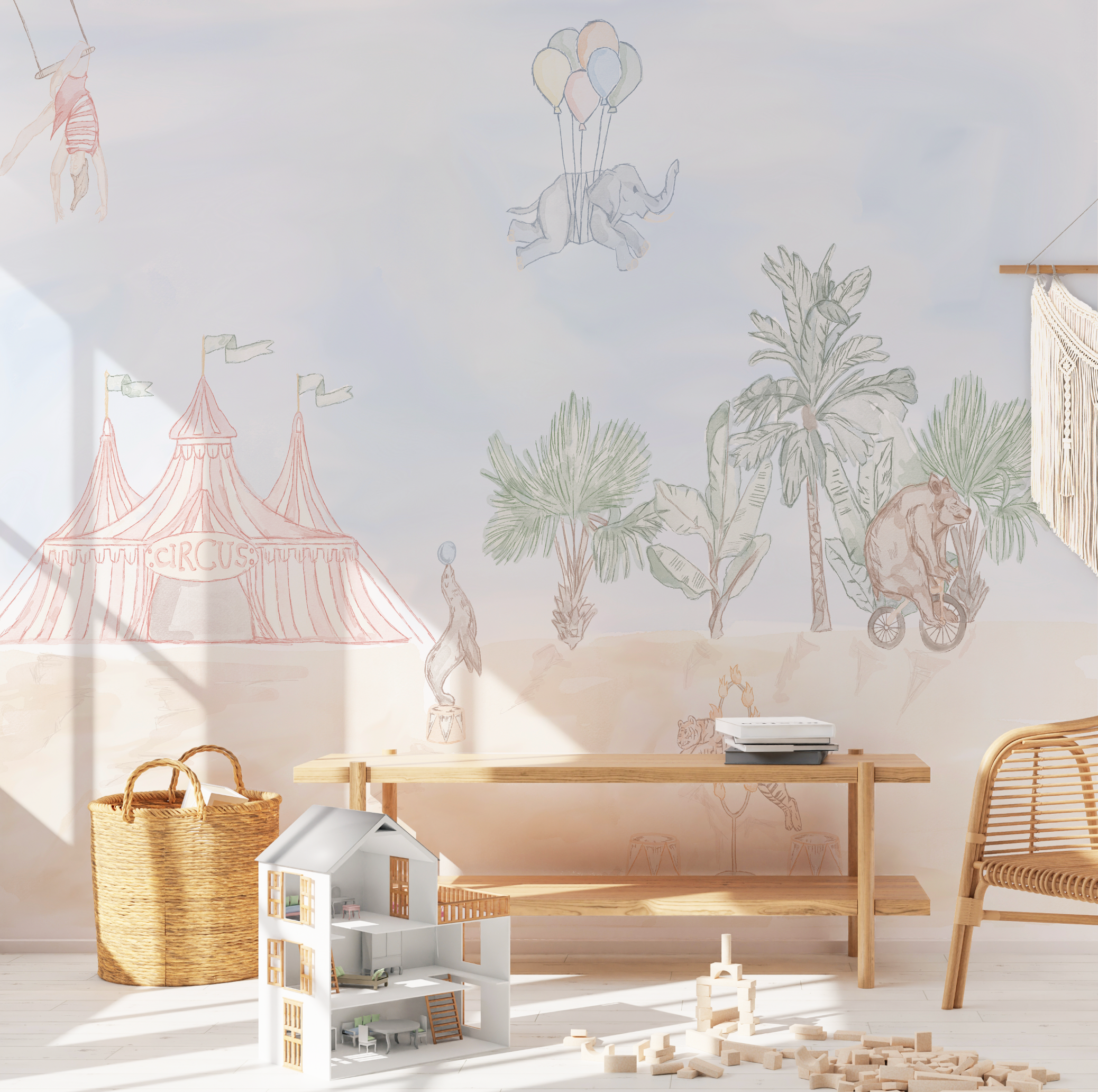 Animal Circus Wallpaper Mural