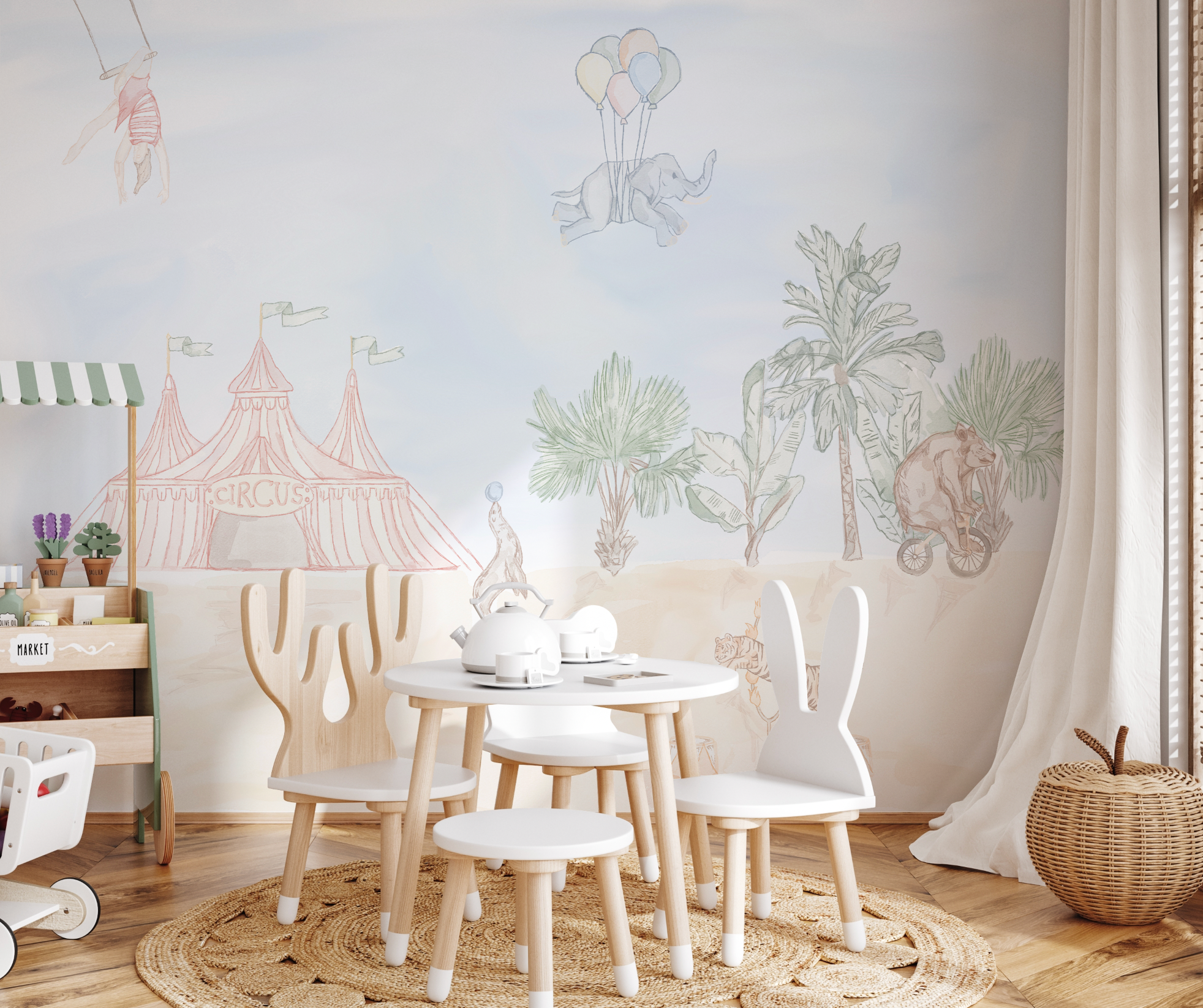 Animal Circus Wallpaper Mural