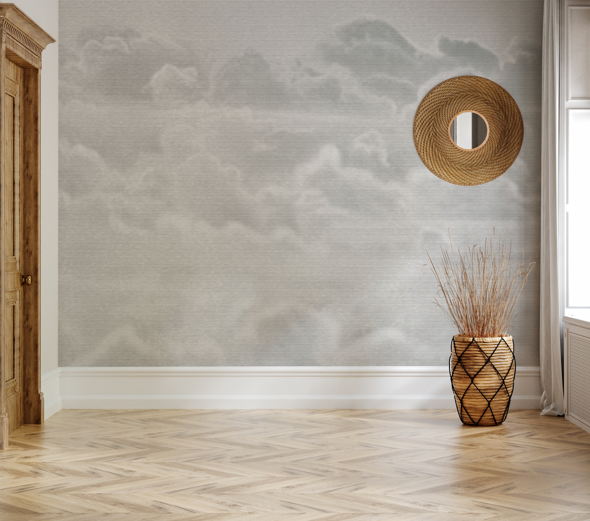 Luxe Clouds Wallpaper Mural from Olive et Oriel where you can shop wallpaper and artworks online