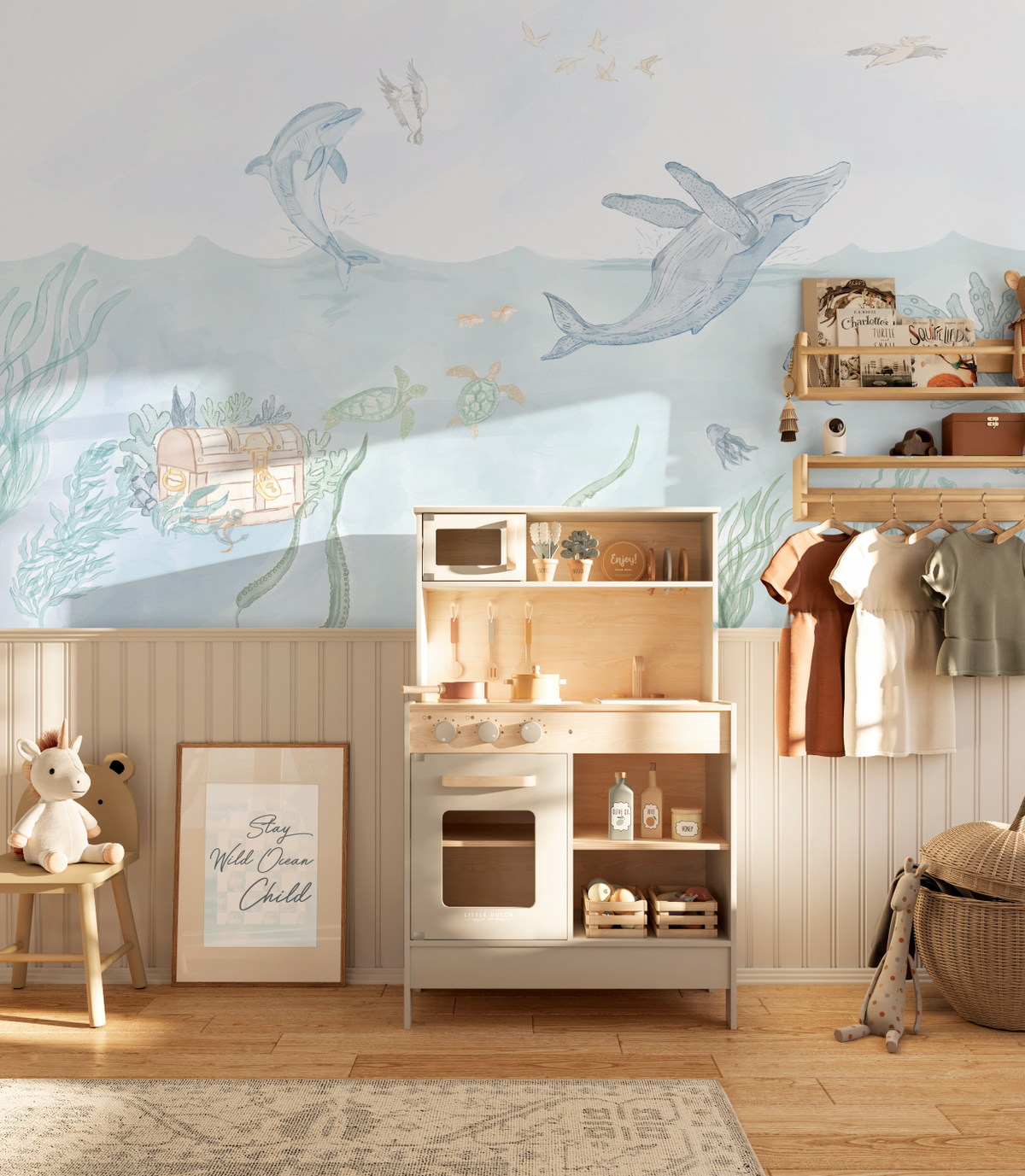 Ocean Friends Wallpaper Mural from Olive et Oriel where you can shop wallpaper and artworks online