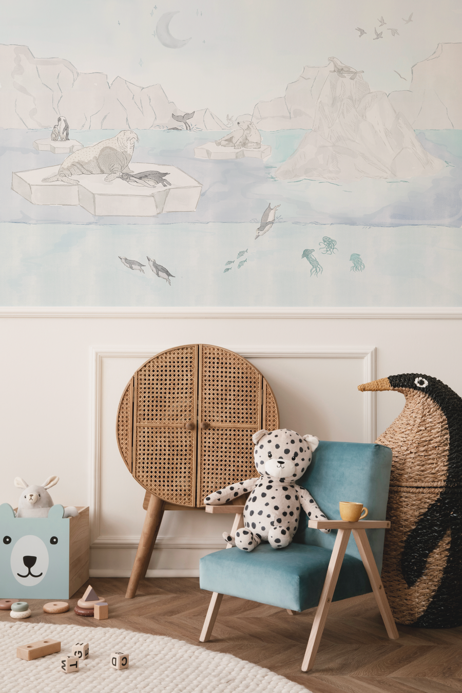 Antarctic Ocean Animals Wallpaper Mural from Olive et Oriel where you can shop wallpaper and artworks online