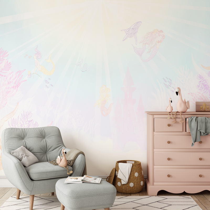 Mermaids Ocean Mural Wallpaper Mural from Olive et Oriel where you can shop wallpaper and artworks online