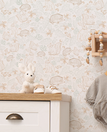 Woodland Animal Friends Wallpaper from Olive et Oriel where you can shop wallpaper and artworks online