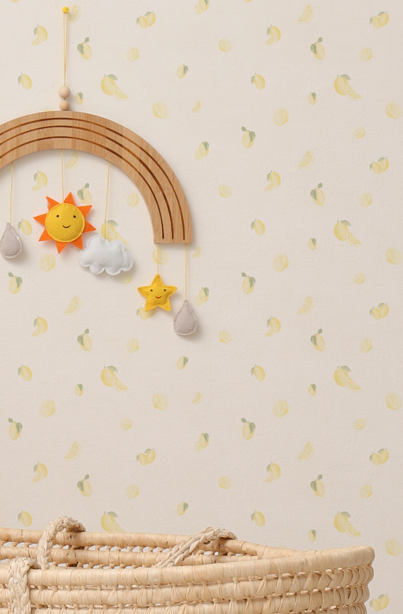 Petite Lemons Wallpaper from Olive et Oriel where you can shop wallpaper and artworks online