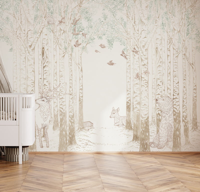 Into The Woods Wallpaper Mural from Olive et Oriel where you can shop wallpaper and artworks online
