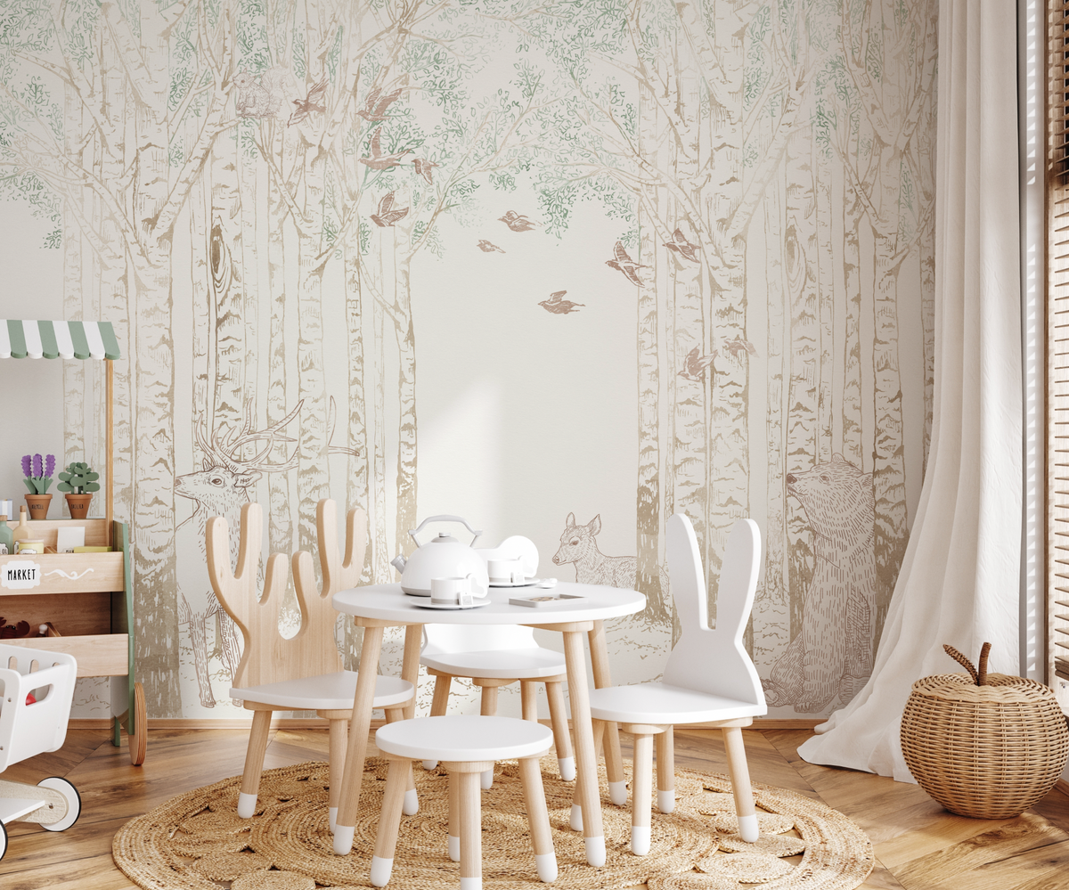 Into The Woods Wallpaper Mural from Olive et Oriel where you can shop wallpaper and artworks online