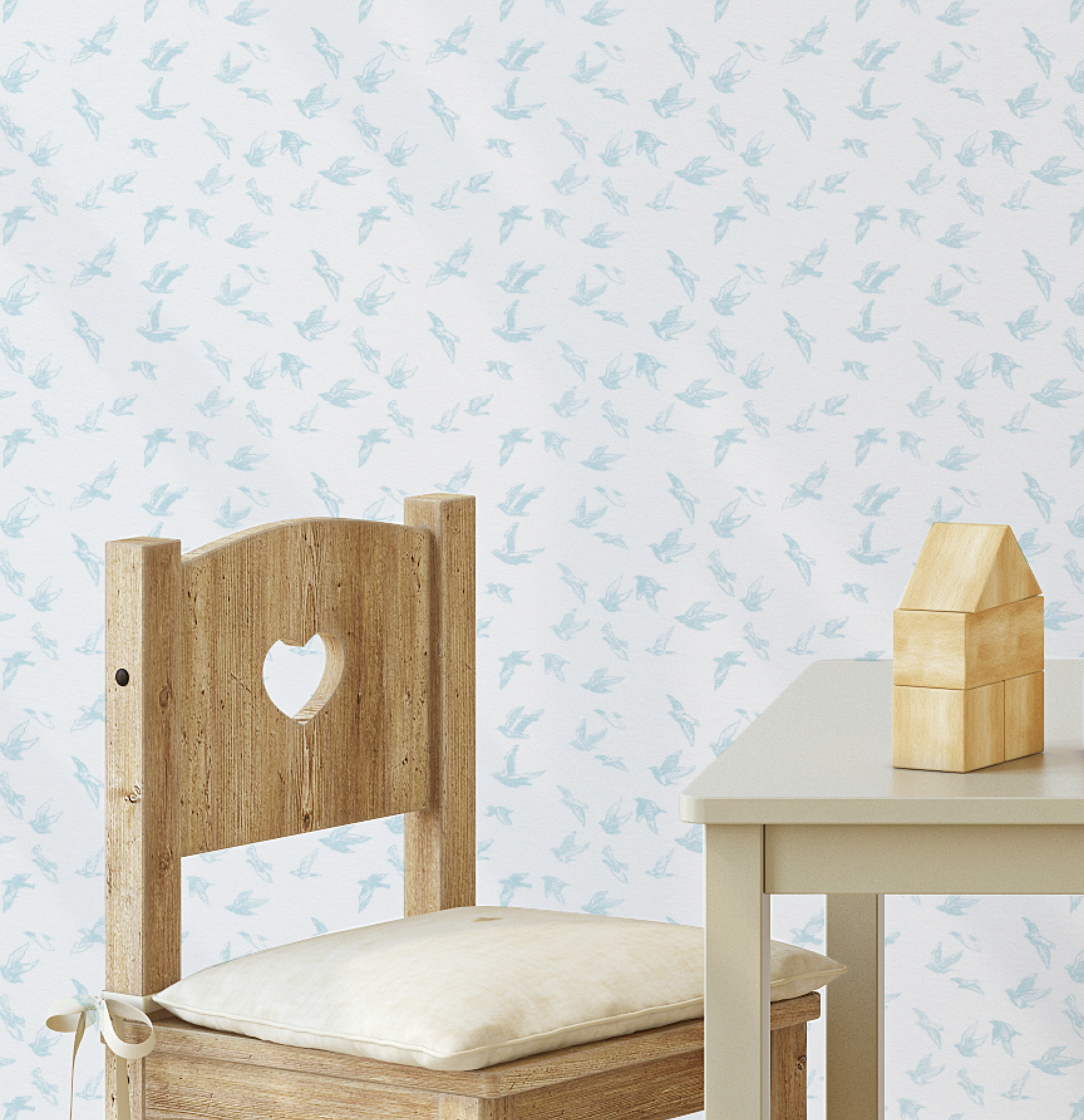 Birds of a Feather in Soft Blue Wallpaper