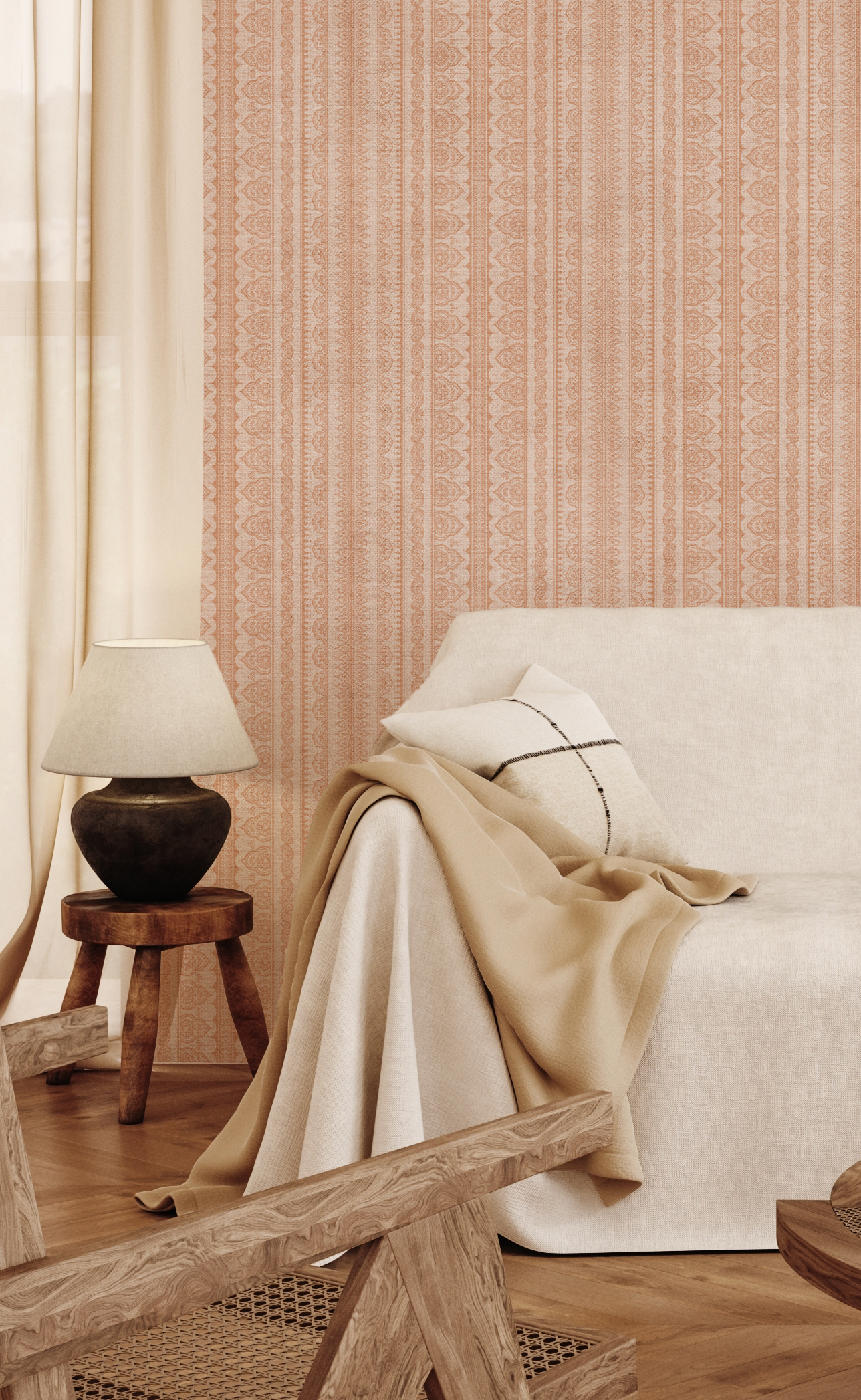 Luxe Boho Stripe Wallpaper from Olive et Oriel where you can shop wallpaper and artworks online