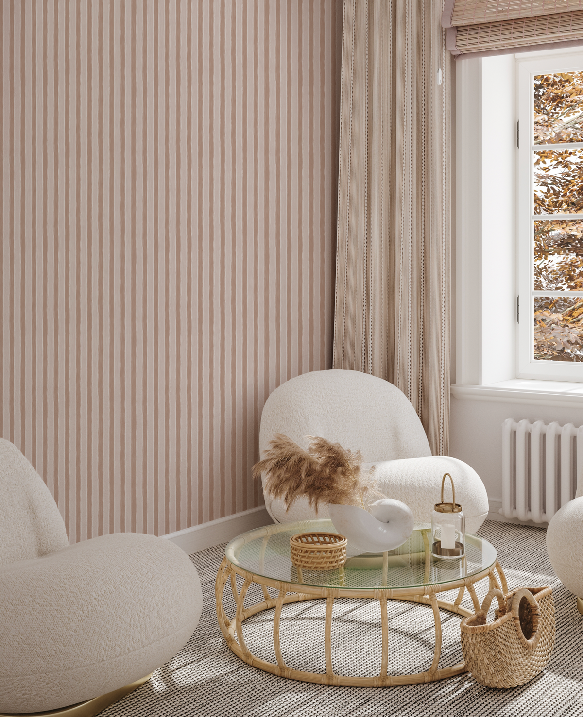 Organic Boho Stripe Wallpaper from Olive et Oriel where you can shop wallpaper and artworks online