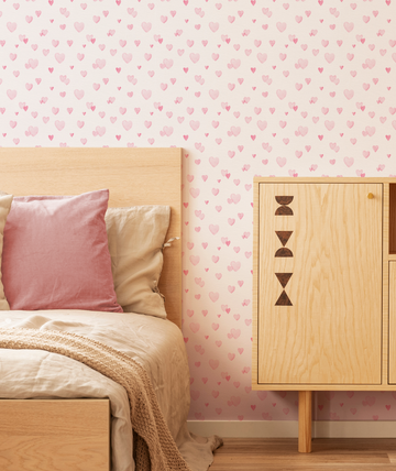 Littlest Love In Pink Wallpaper from Olive et Oriel where you can shop wallpaper and artworks online