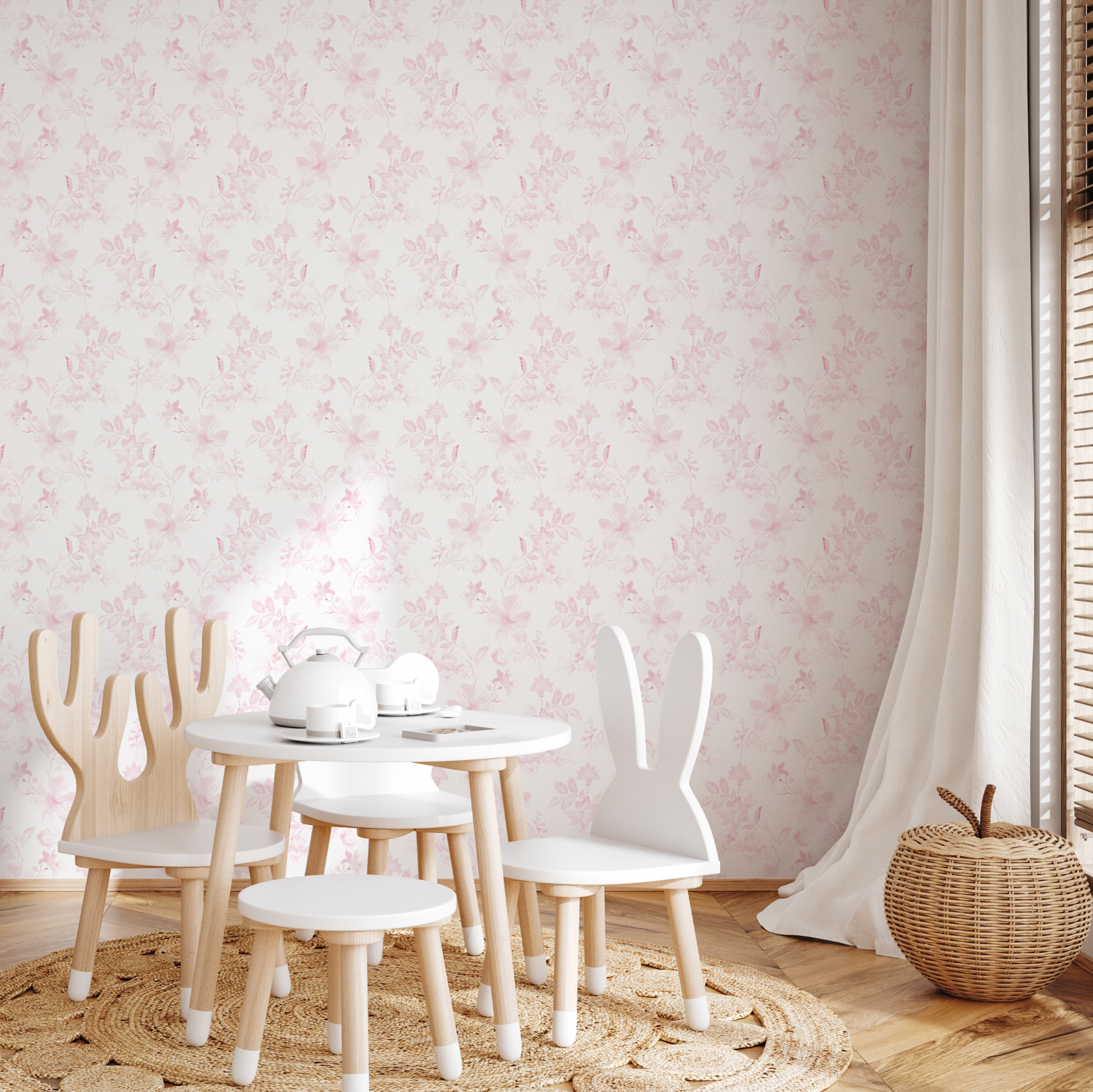 Little Boho Flowers in Soft Pink Wallpaper