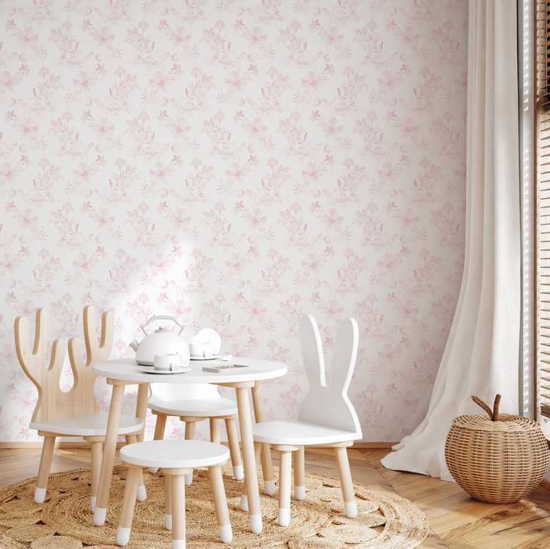 Little Boho Flowers in Soft Pink Wallpaper
