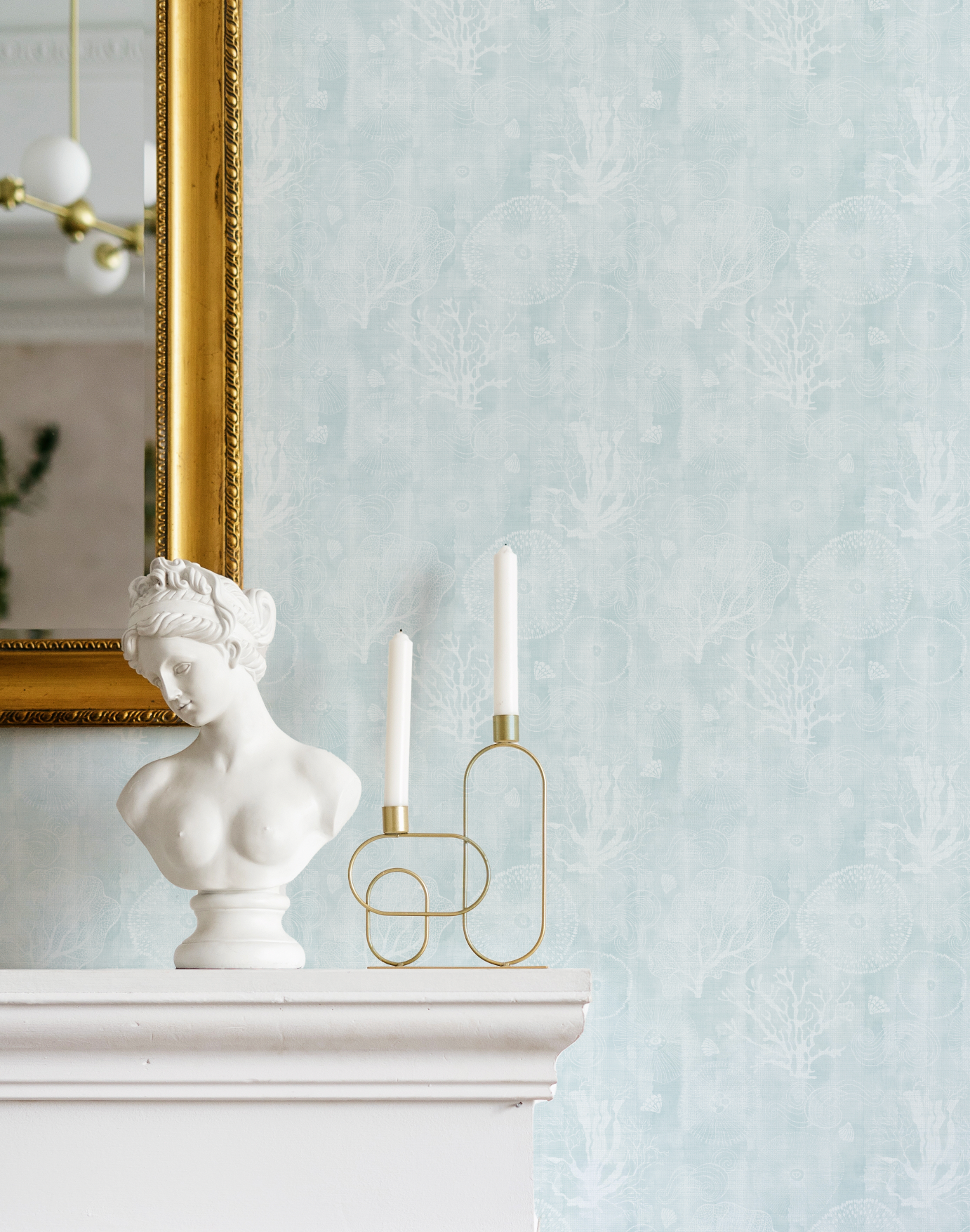 Coastal Coral In Light Blue Wallpaper