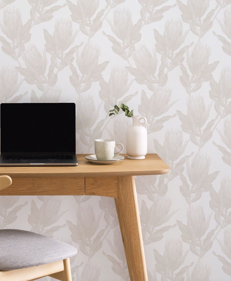Protea Luxe in Beige Wallpaper