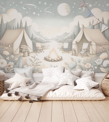 Whimsical Woodland Retreat Wallpaper Mural from Olive et Oriel where you can shop wallpaper and artworks online