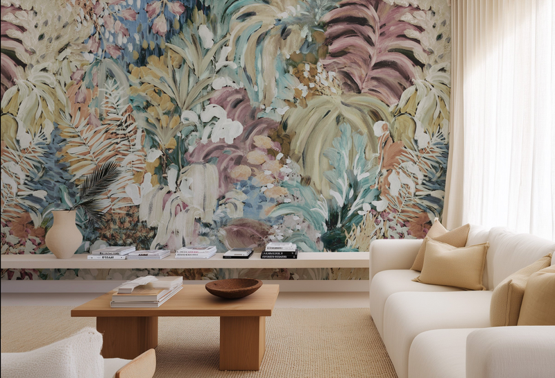 Abstract Fern Leaves Wallpaper Mural from Olive et Oriel where you can shop wallpaper and artworks online