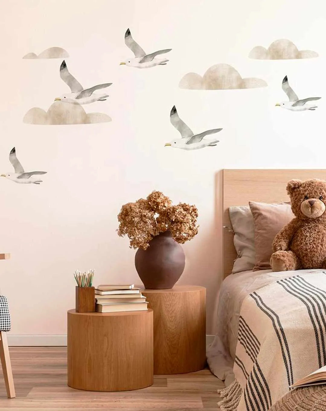 Sea Birds Decal Set-Decals-Olive et Oriel-Decorate your kids bedroom wall decor with removable wall decals, these fabric kids decals are a great way to add colour and update your children's bedroom. Available as girls wall decals or boys wall decals, there are also nursery decals.