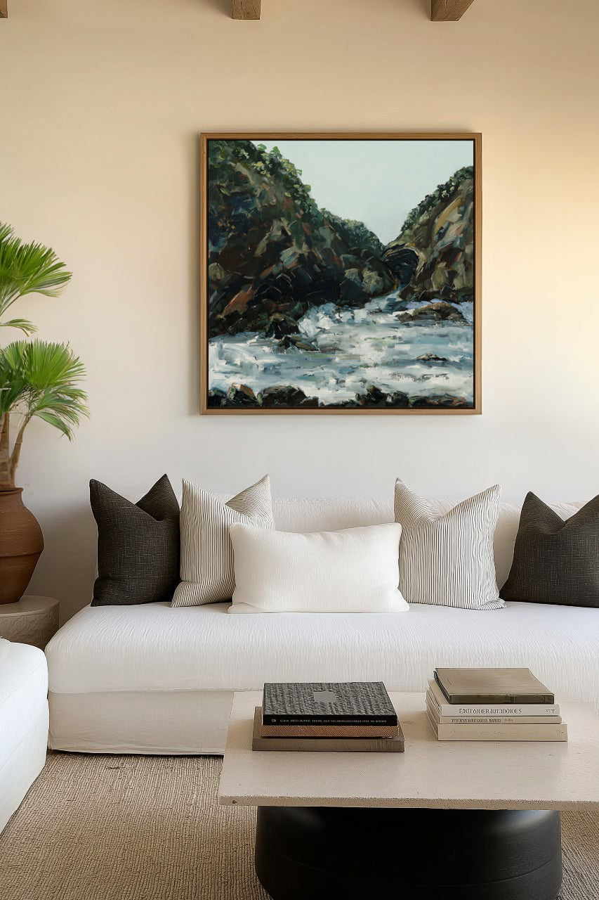 Sea Rocks Sea Cove by Meredith Howse | Framed Canvas Art Print