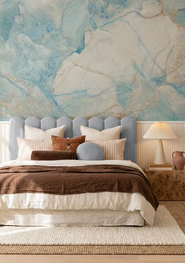 Sea Salt Blue Marble Mural Wallpaper