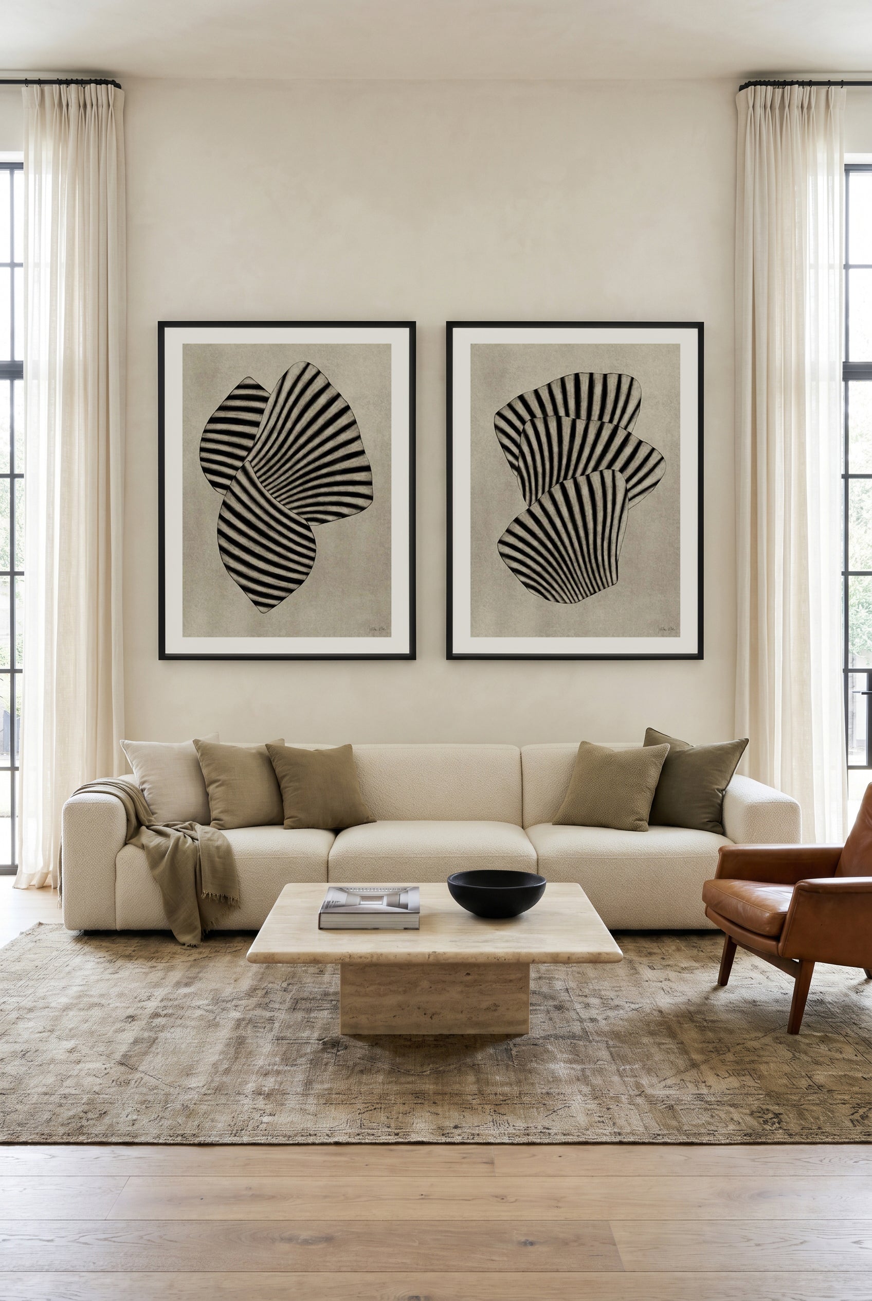 Sea Shells 01 & 03 by Julita Elbe Art Print Set of 2 | Matching Wall Art