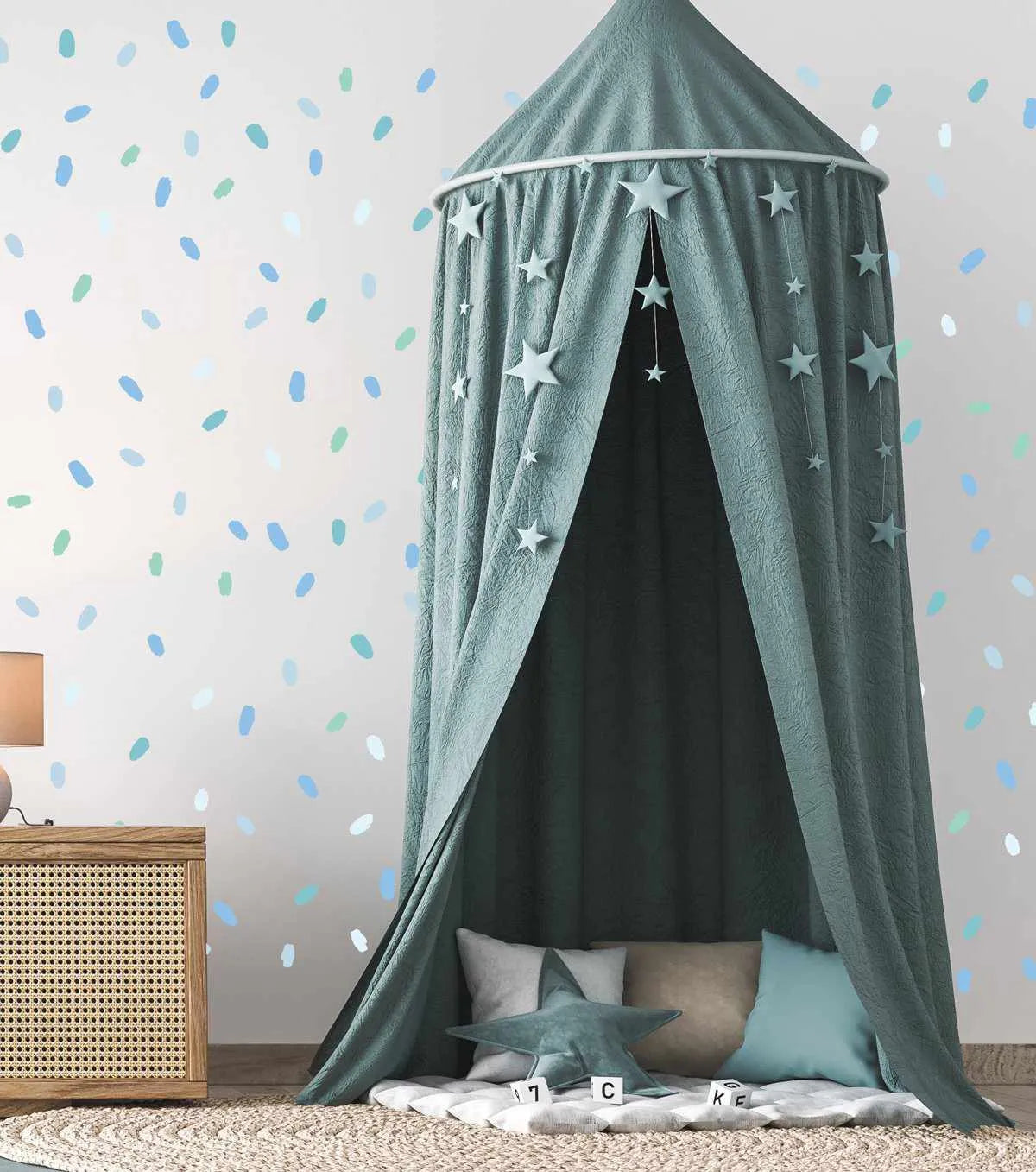 'Sea Spray' Super Fun Dots Decal Set | 174 dots!-Decals-Olive et Oriel-Decorate your kids bedroom wall decor with removable wall decals, these fabric kids decals are a great way to add colour and update your children's bedroom. Available as girls wall decals or boys wall decals, there are also nursery decals.