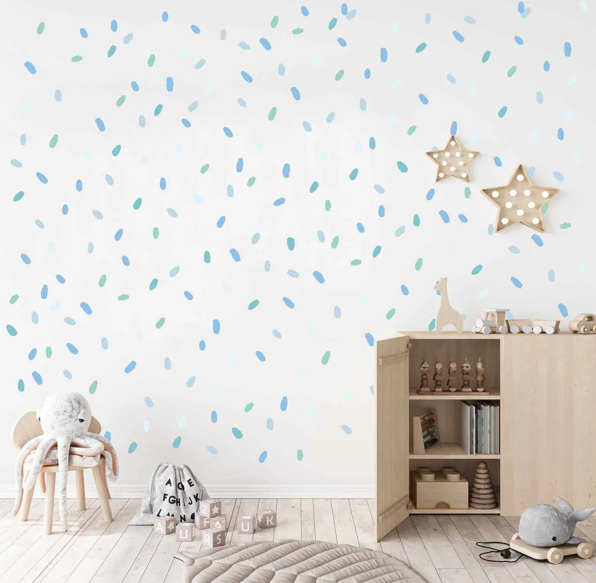 'Sea Spray' Super Fun Dots Decal Set | 174 dots!-Decals-Olive et Oriel-Decorate your kids bedroom wall decor with removable wall decals, these fabric kids decals are a great way to add colour and update your children's bedroom. Available as girls wall decals or boys wall decals, there are also nursery decals.