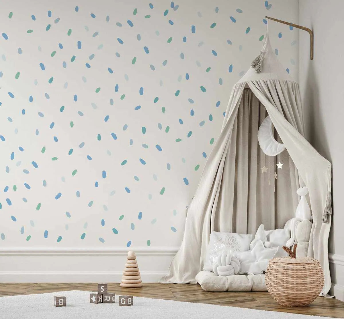 'Sea Spray' Super Fun Dots Decal Set | 174 dots!-Decals-Olive et Oriel-Decorate your kids bedroom wall decor with removable wall decals, these fabric kids decals are a great way to add colour and update your children's bedroom. Available as girls wall decals or boys wall decals, there are also nursery decals.