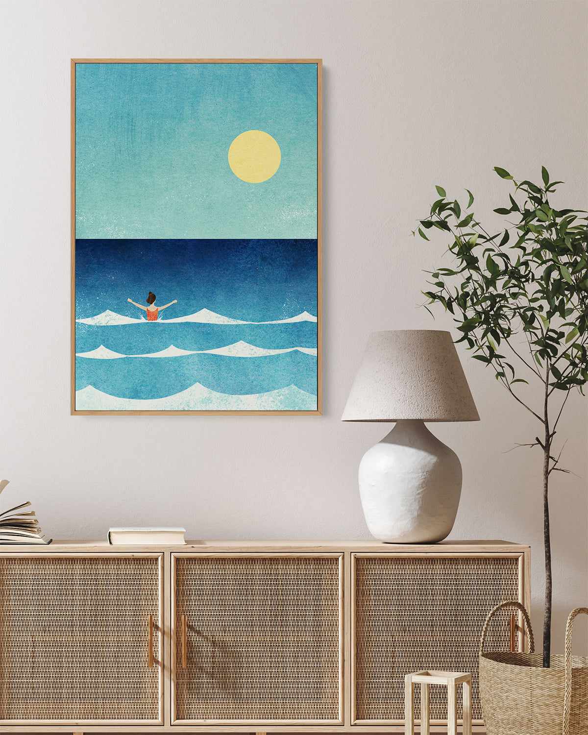 Sea Swim, Waves by Henry Rivers | Framed Canvas Art Print