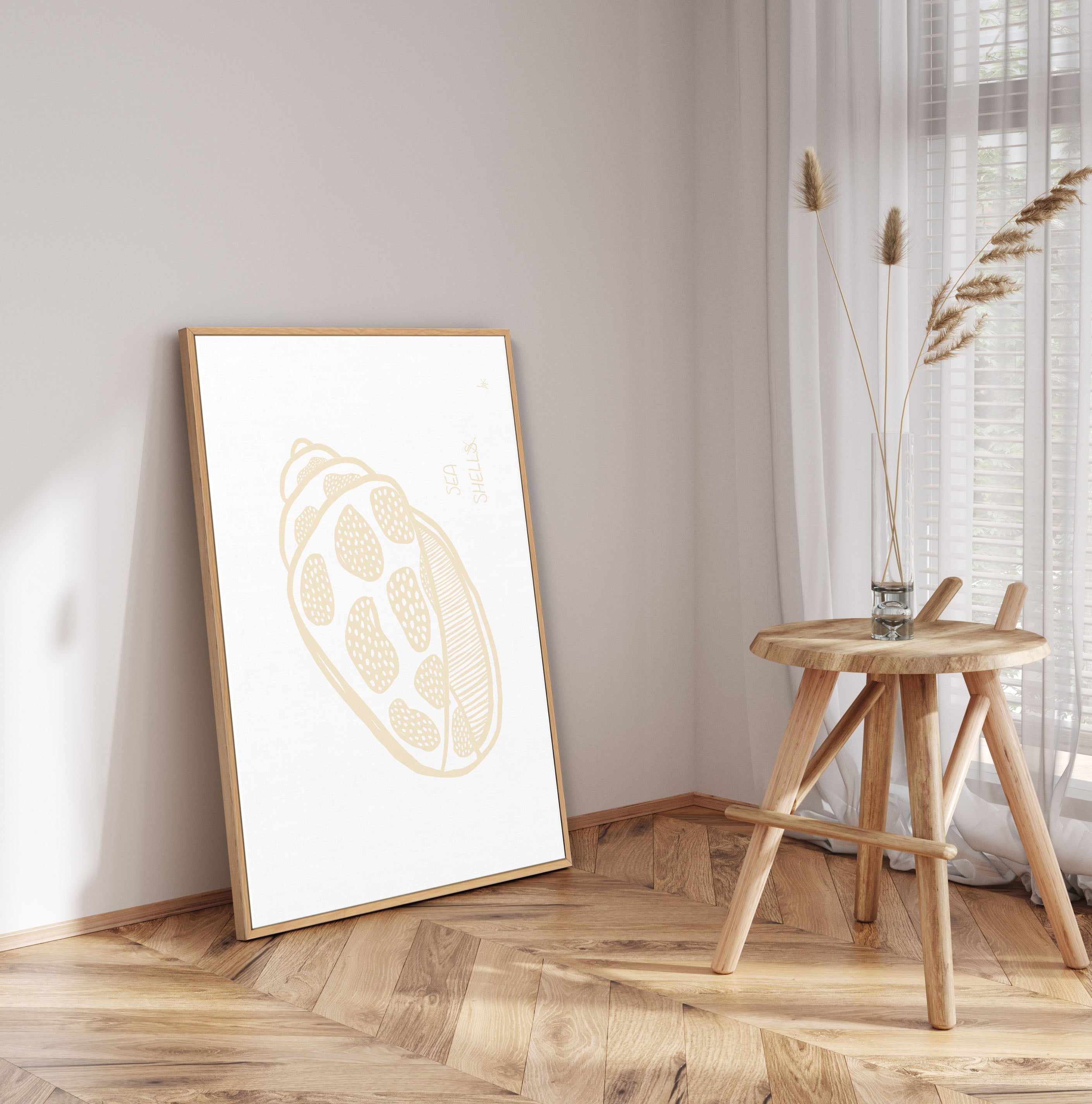 Sea shell Beige By Anne Korako | Framed Canvas Art Print