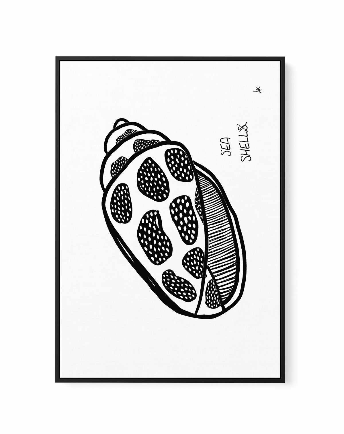 Sea Shell Black by Anne Korako | Framed Canvas Art Print