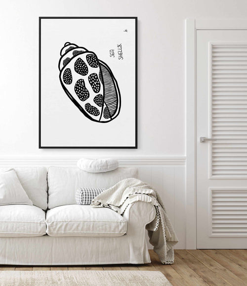 Sea Shell Black by Anne Korako | Framed Canvas Art Print