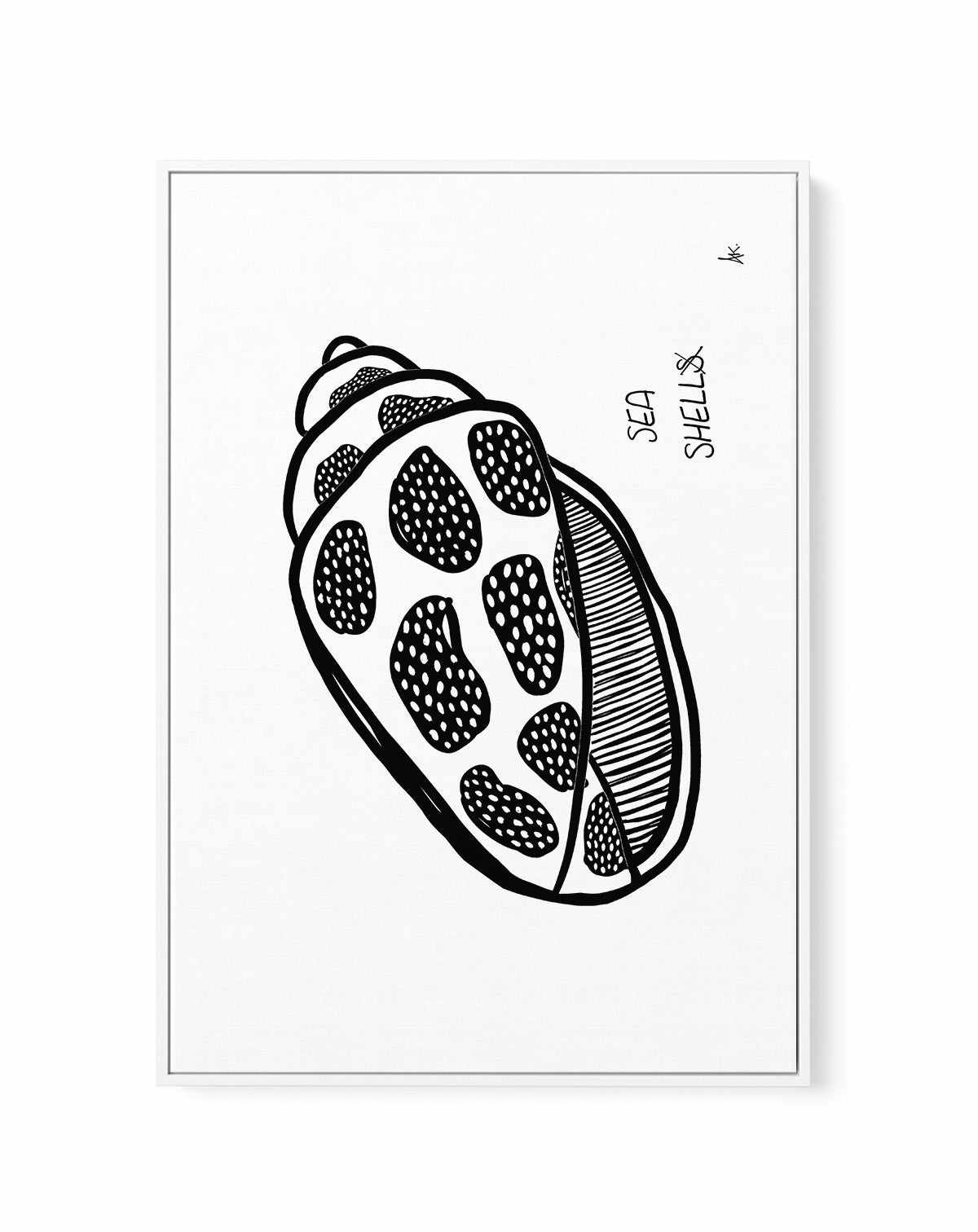 Sea Shell Black by Anne Korako | Framed Canvas Art Print