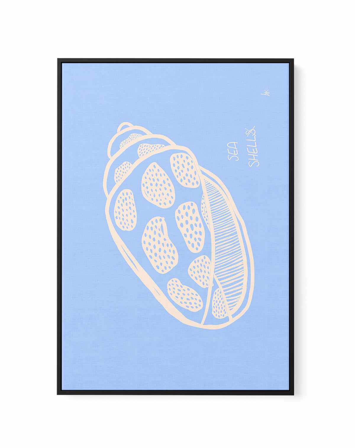 Sea Shell Pink Soft Blue By Anne Korako | Framed Canvas Art Print