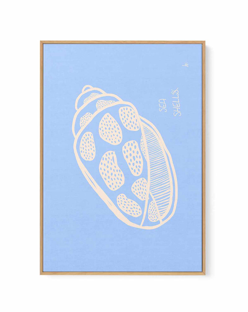Sea Shell Pink Soft Blue By Anne Korako | Framed Canvas Art Print